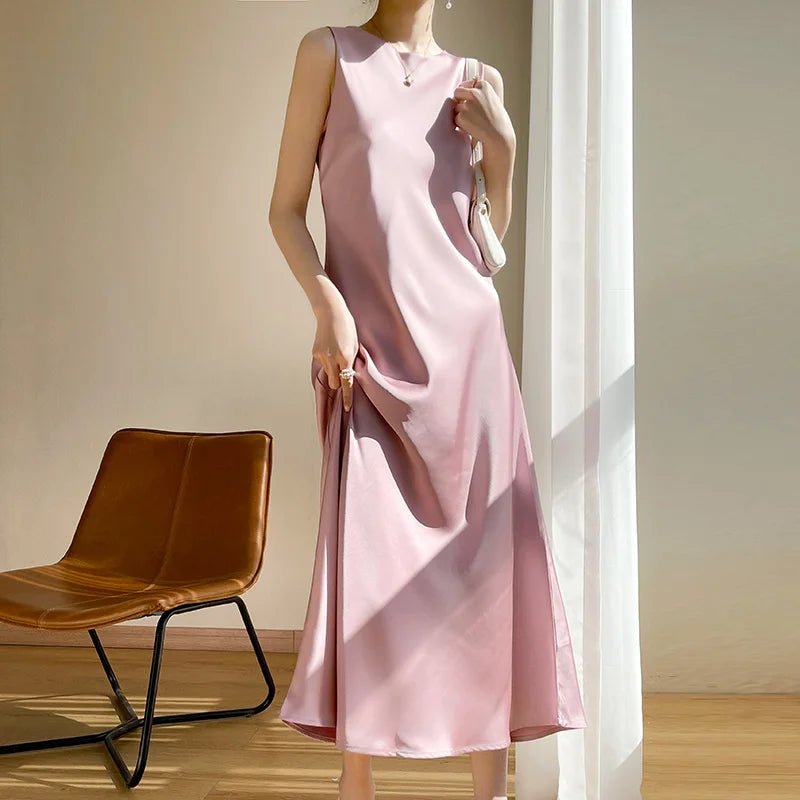 WW | Helle Luxus Acetat Satin Seiden Wickelkleid Frau Französisch Nische Schlank Sexy V-Ausschnitt Temperament Unterkleid