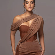 WW | Glitzer Rückenfrei Abend Maxi Kleid