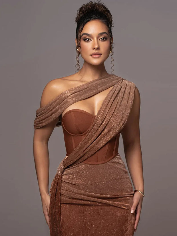 WW | Glitzer Rückenfrei Abend Maxi Kleid