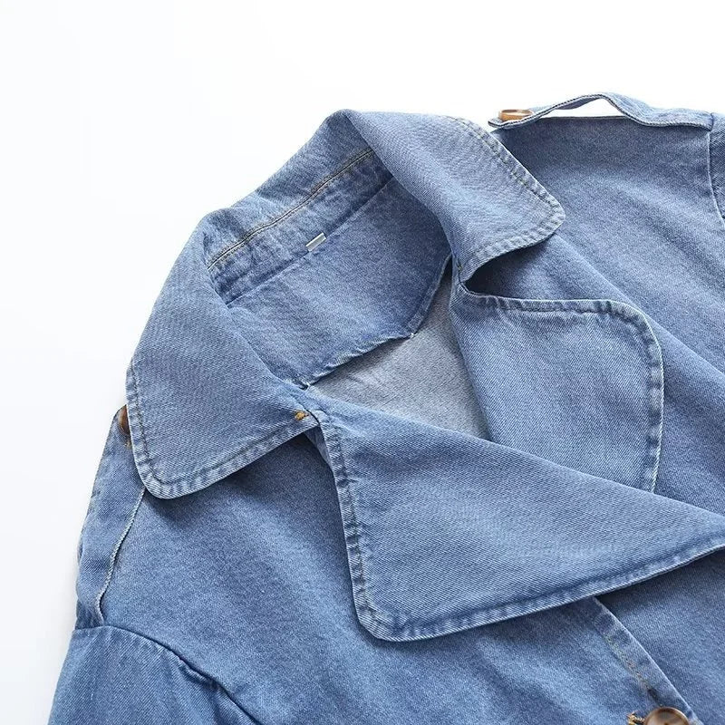 W&W Mode | Langer Denim Trenchcoat Für Damen