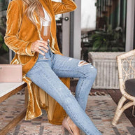 Mein Weg Samt Kimono Mantel