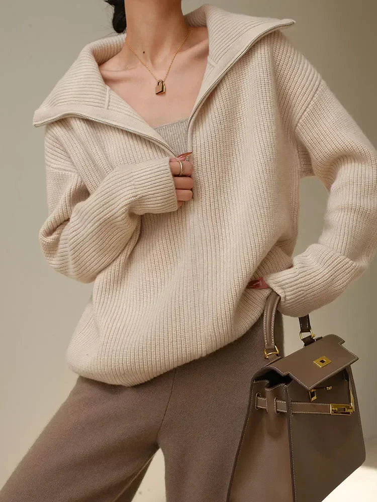 WW - Gebreide Turtleneck Dames Trui met Rits