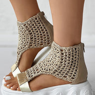 WW Geflochtene Geometrie-Sandalen | Damen Sommer Keilsandalen