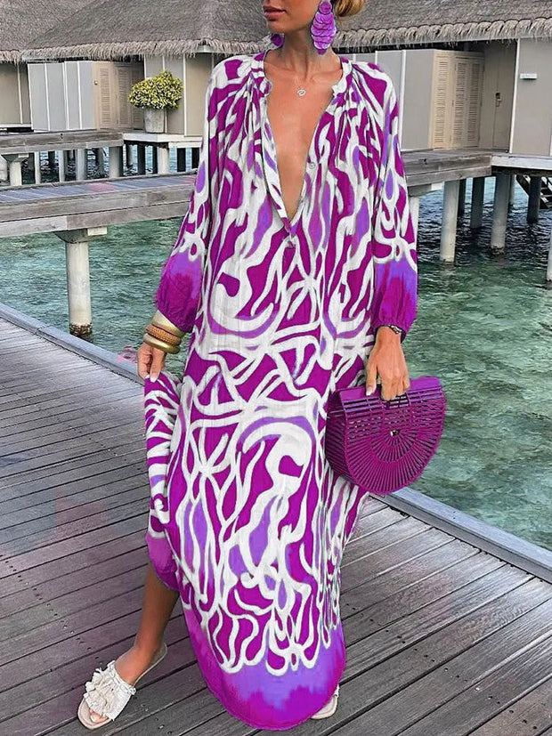 WW | Maxi Kleid Boho mit Langen Ärmeln