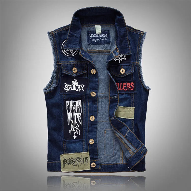 W&W Mode | Jeansweste Mit Patches Für Herren