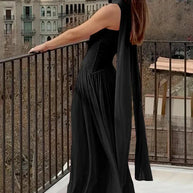 WW | Patchwork Maxi Kleid Schal Rückenfrei Strapless Rüschen Bankett