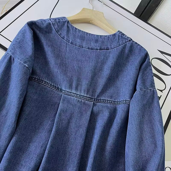 Ausschnitt Denim-Jacke mit Knöpfen