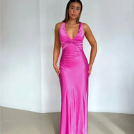 WW | Schleife Rückenfrei Abend Maxi Kleid