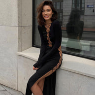WW - Langes und tief ausgeschnittenes Kleid für Damen