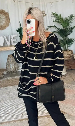 W&W Mode – Warmer gestreifter Damenpullover