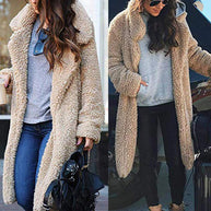 Strickjacke Lang Kunstfell Warm Weich Plusch