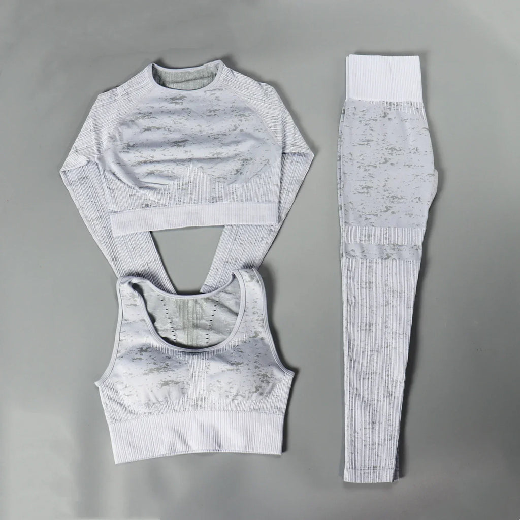 WW | Rid Seamless Yoga Set Frauen 2Pcs To Delet Langarm Crop Top T-Shirt Leggings Outfit Kleidung Fitness Kleidung Fitness Anzug Sport Set