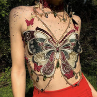 WW | Besticktes Y2k Schmetterling Crop Top
