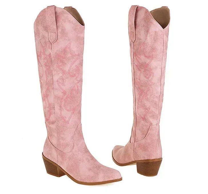 WW | Kniehohe Cowboystiefel Aus Wildleder Für Damen