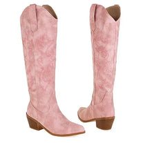 WW | Kniehohe Cowboystiefel Aus Wildleder Für Damen