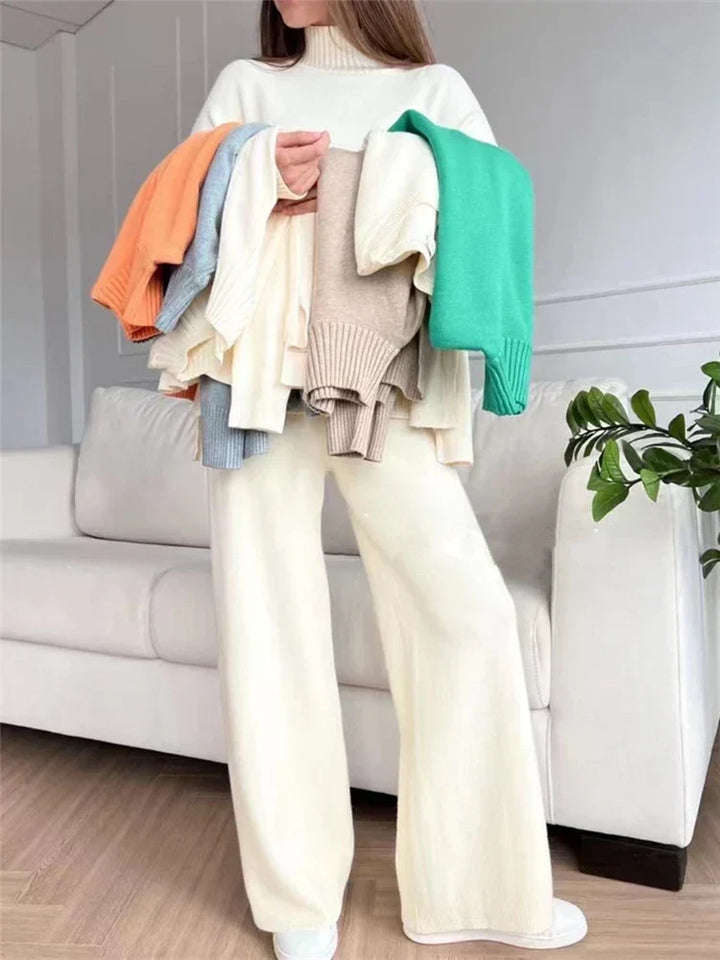 W&W Mode | teilige Loungewear-Set - gestrickter Damenpullover und Hose