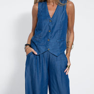 WW | Damen Elegantes 2-teiliges Leinenset