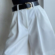 WW | Damen Shorts Einfarbig Reißverschluss Tasche Gerade Shorts
