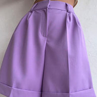 WW | Damen Shorts Einfarbig Reißverschluss Tasche Gerade Shorts