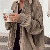 Waffelknopf-Langarmhemdjacke