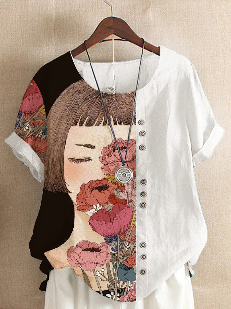 WW | Damen T-Shirts Bedruckt Rundhals Kurzarm T-Shirt