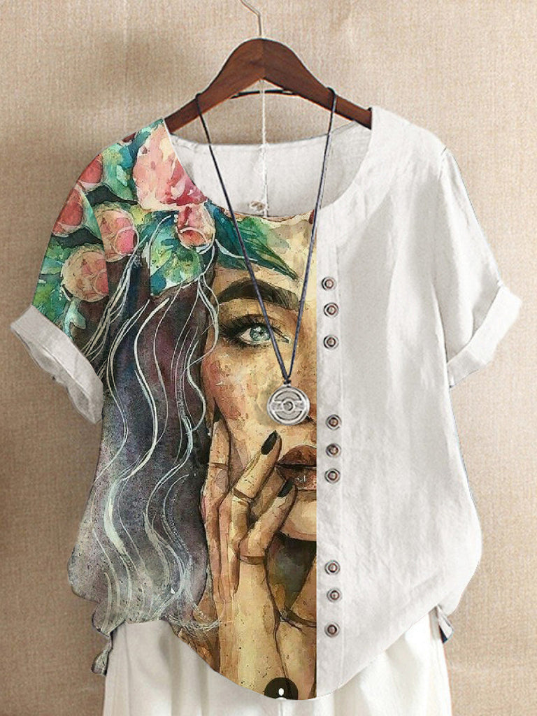 WW | Damen T-Shirts Bedruckt Rundhals Kurzarm T-Shirt