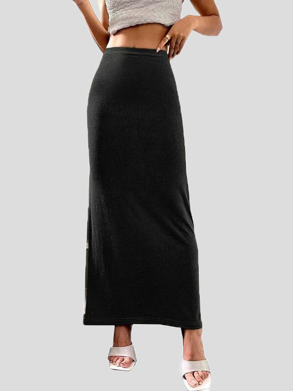 WW | Frauen Röcke Lässige Einfarbige Slim Fit Maxi Rock
