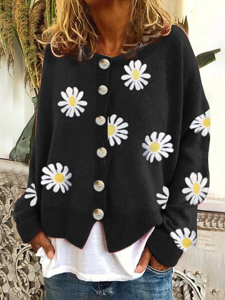 WW | Frauen Strickpullover Daisy Knopf Langarm Pullover Strickpullover