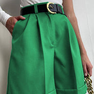 WW | Damen Shorts Einfarbig Reißverschluss Tasche Gerade Shorts