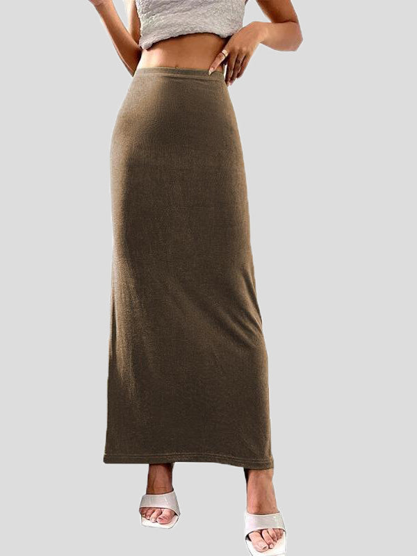 WW | Frauen Röcke Lässige Einfarbige Slim Fit Maxi Rock