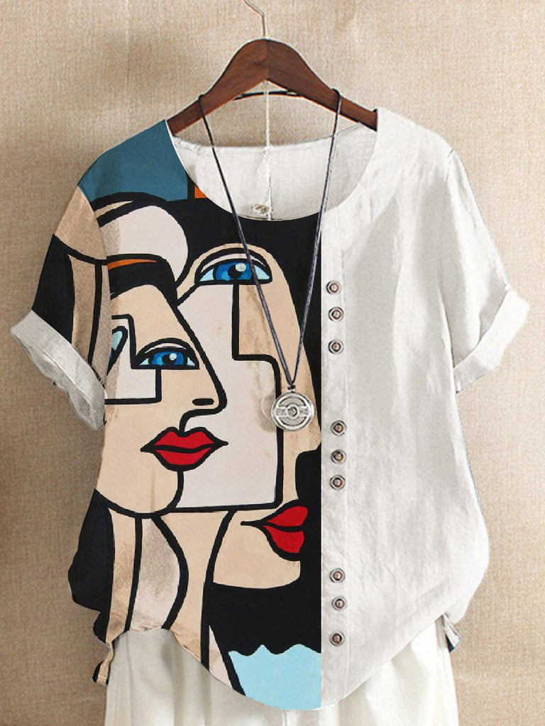 WW | Damen T-Shirts Bedruckt Rundhals Kurzarm T-Shirt