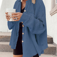 Waffelknopf-Langarmhemdjacke