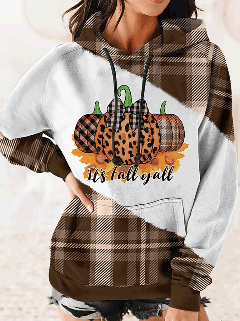 WW | Damen Kapuzenpullover Lässig Print Tasche Kordelzug Hoodie