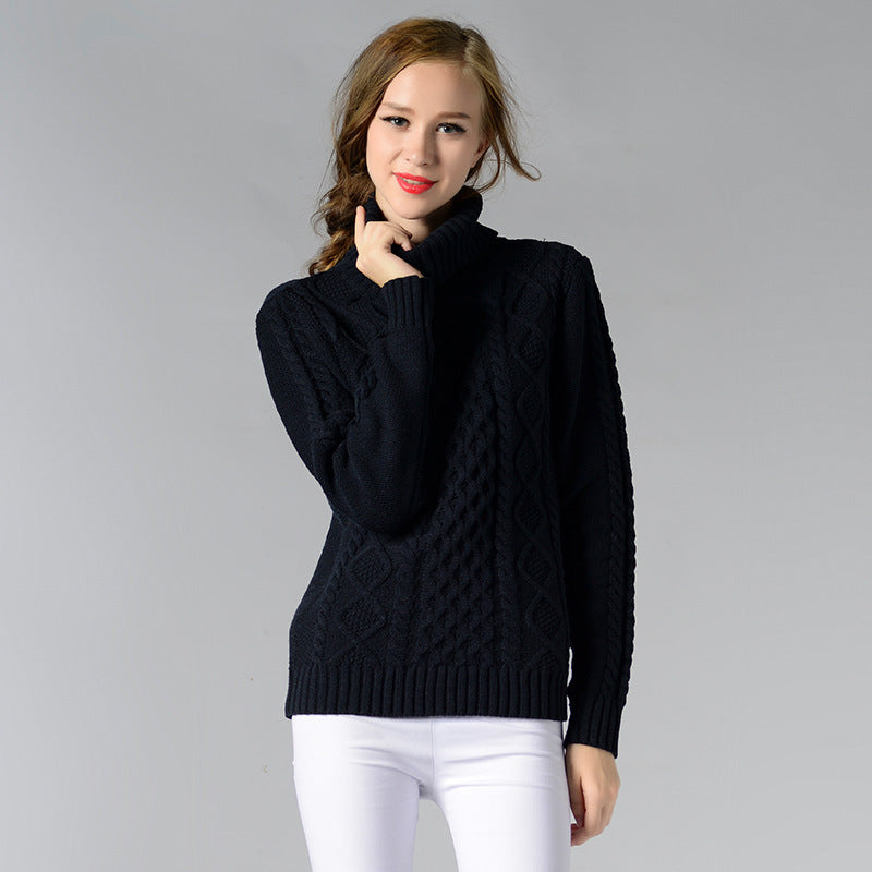 WW | Damen Rollkragenpullover mit langen Ärmeln und Kabelstrick