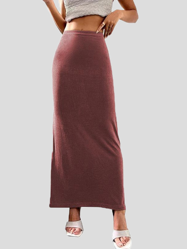 WW | Frauen Röcke Lässige Einfarbige Slim Fit Maxi Rock