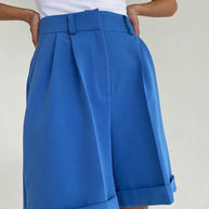 WW | Damen Shorts Einfarbig Reißverschluss Tasche Gerade Shorts