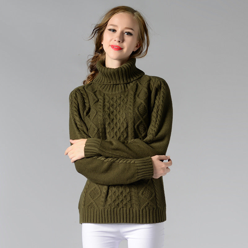 WW | Damen Rollkragenpullover mit langen Ärmeln und Kabelstrick