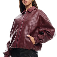 WW | Woven Faux Leder Bomberjacke