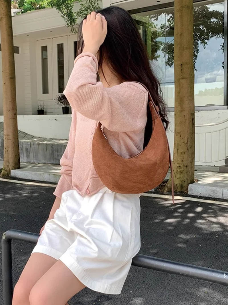 WW | Halbmond Tasche Aus Wildleder