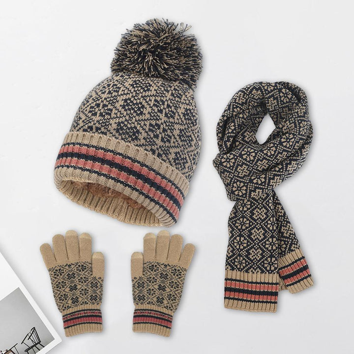 W&W Mode | Lässiges Herbst Winter 4-teiliges Warmes Strickset für Frauen