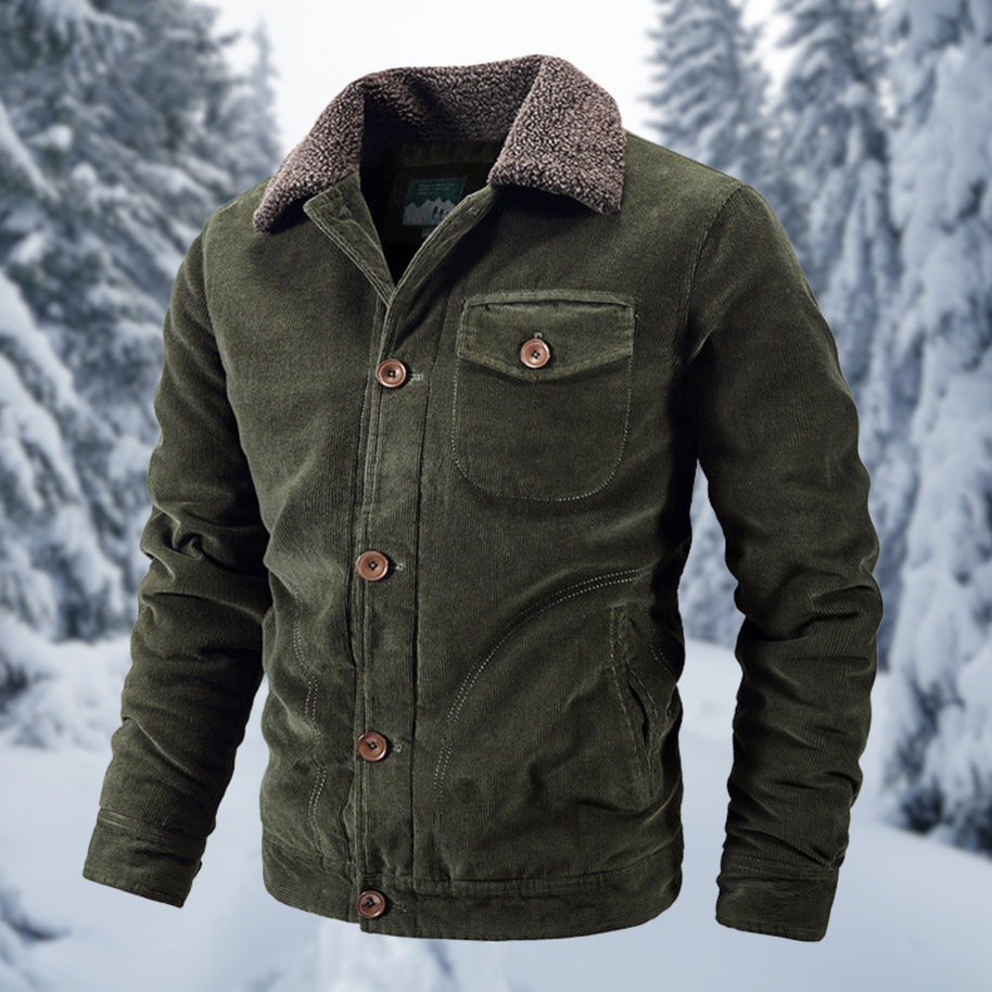 Winterjacke mit Pelzkragen im militärischen Stil