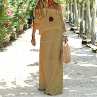 WW | Bohemian Maxikleid mit offenem Schulter für Damen