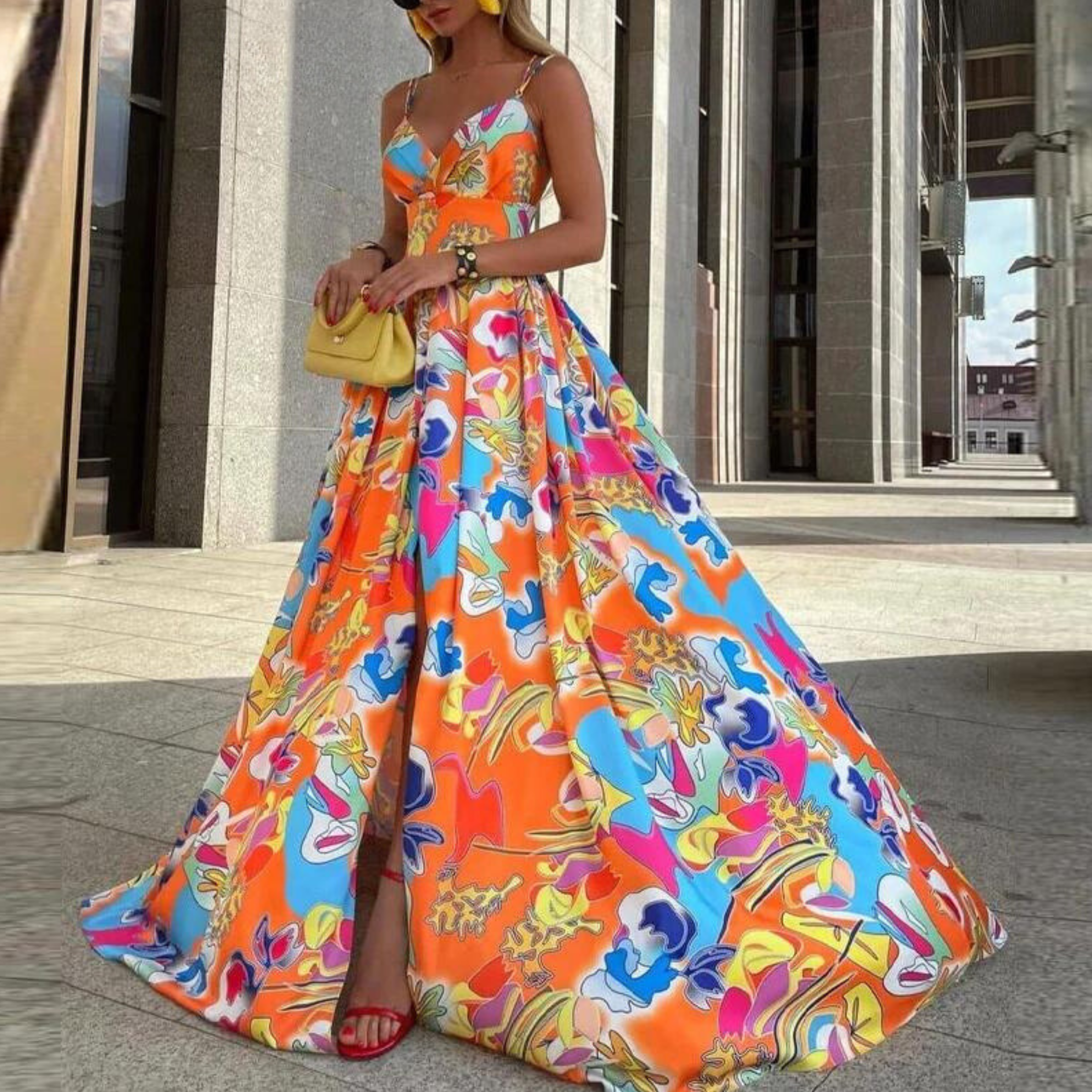 WW | Maxi Kleid Elegant mit Spaghettiträgern