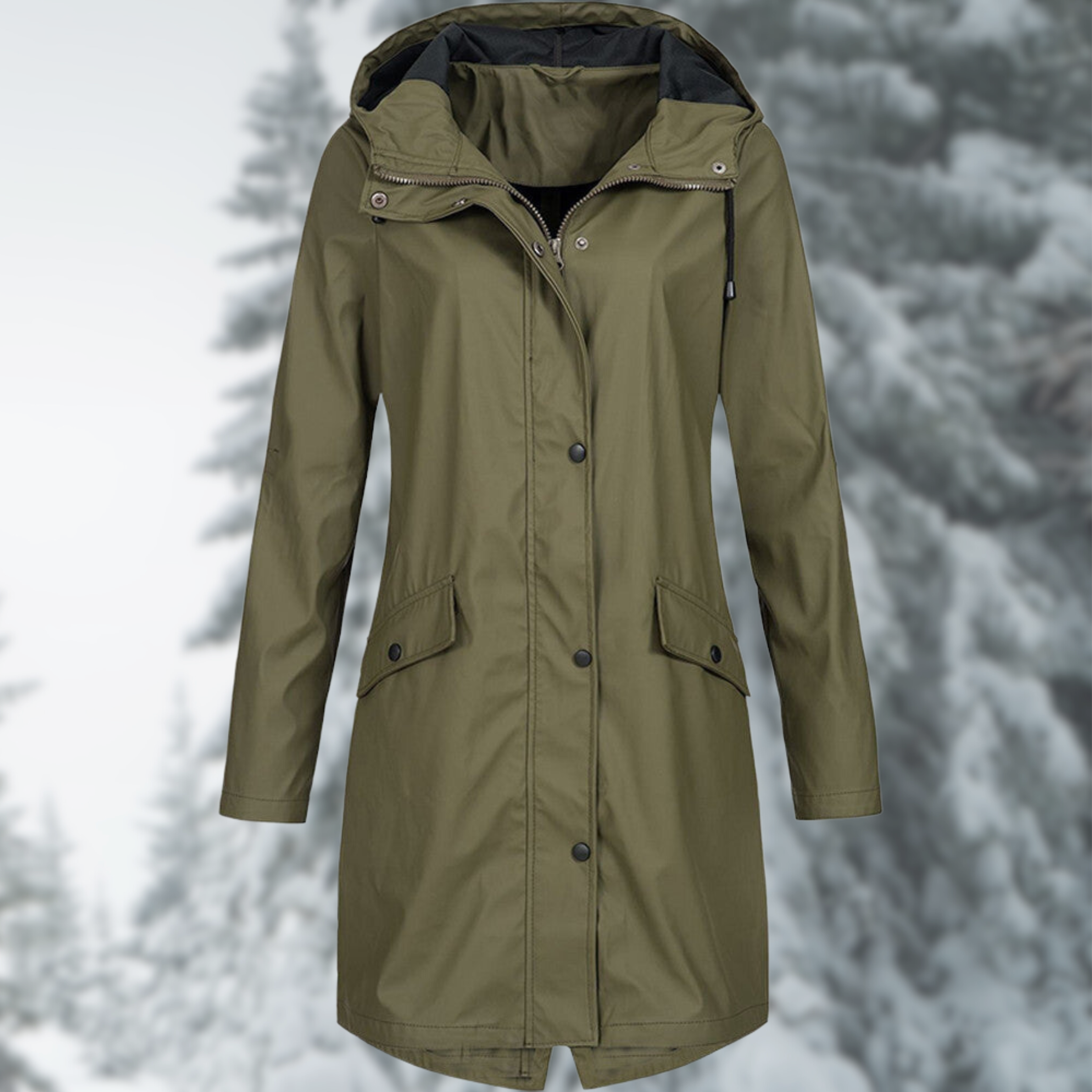 WW | wasserdichte Parka mit Kapuze - Damen Regenjacke mit praktischen Taschen