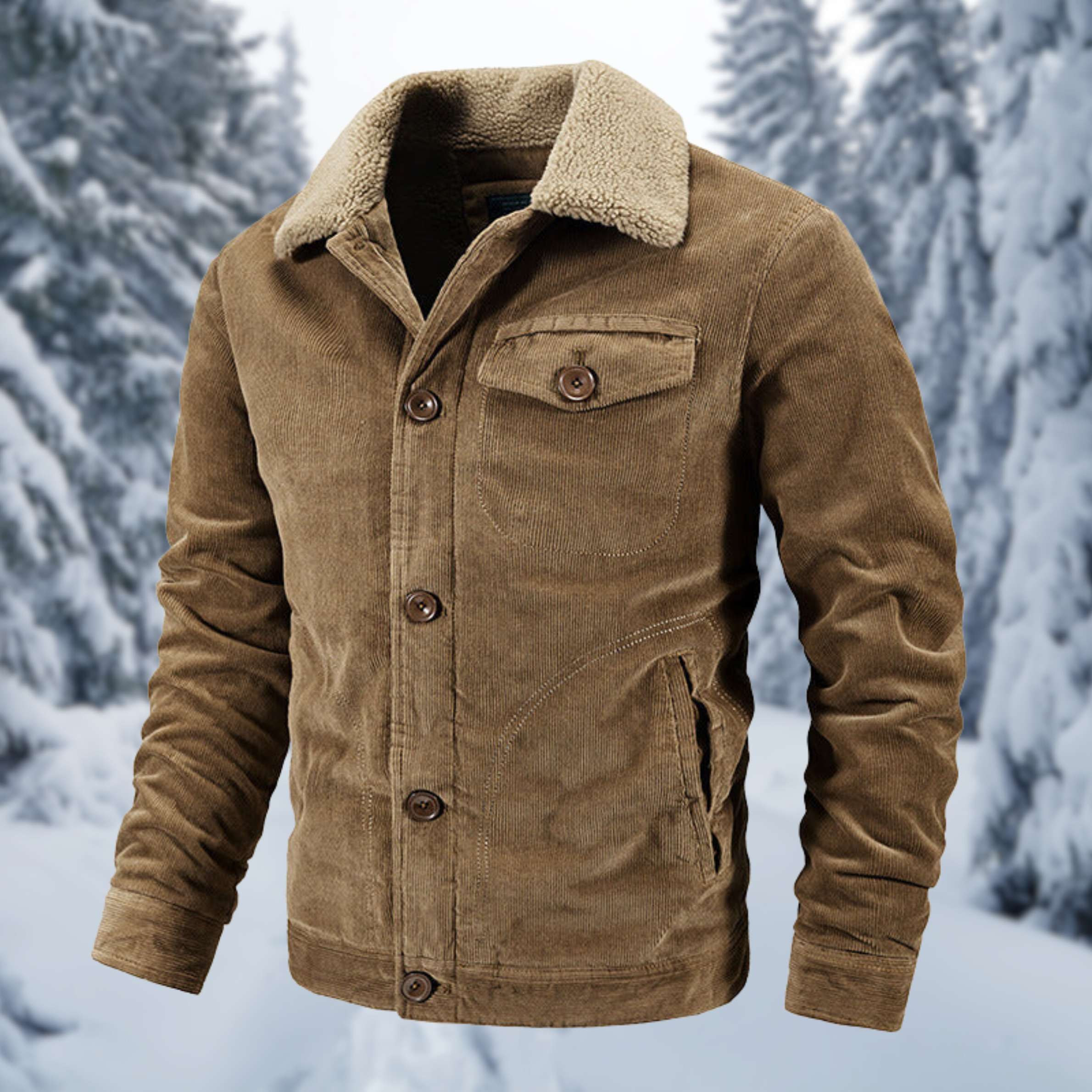 Winterjacke mit Pelzkragen im militärischen Stil