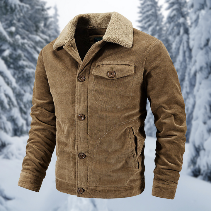 Winterjacke mit Pelzkragen im militärischen Stil