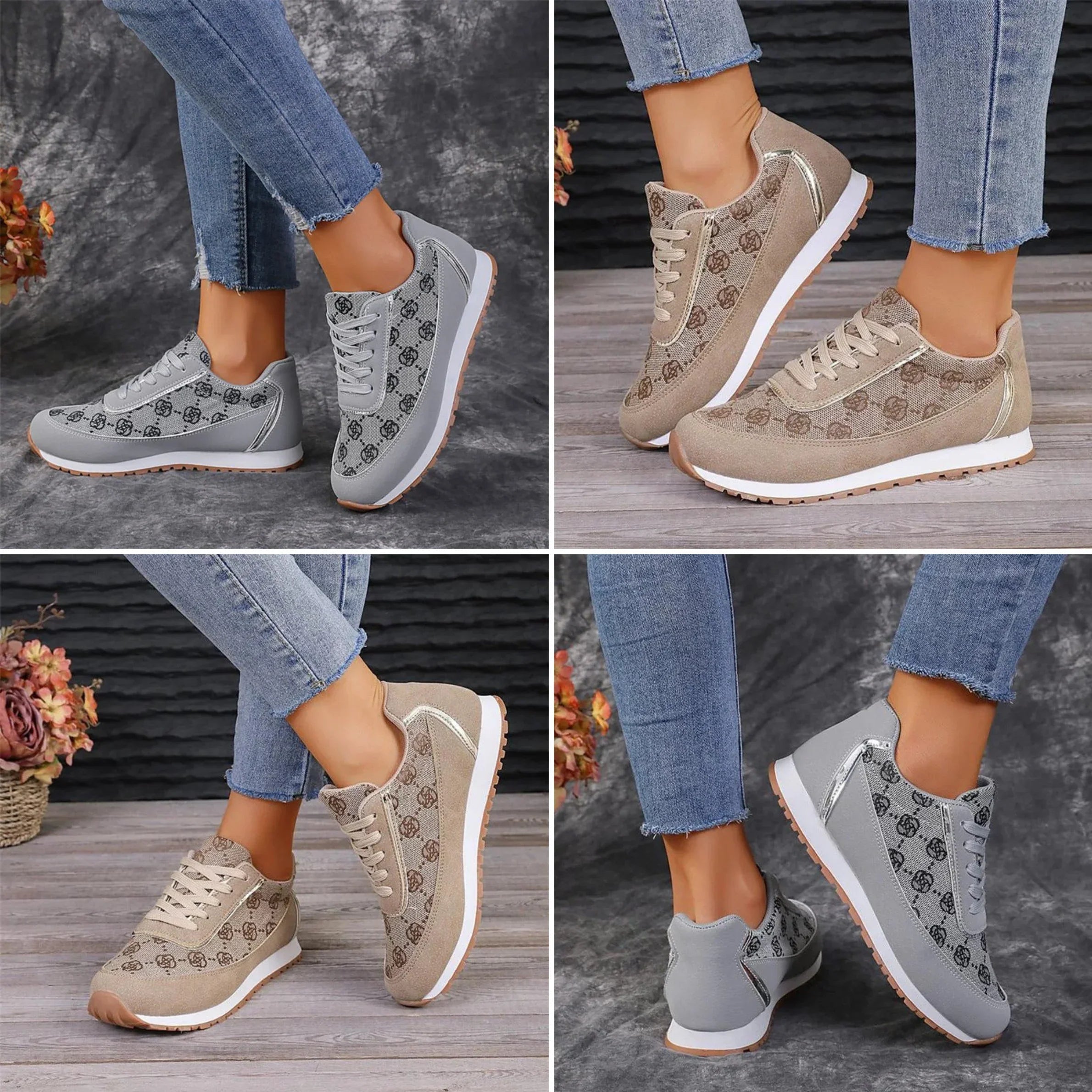 WW | Bequeme Flache Schuhe mit Blumenduschen