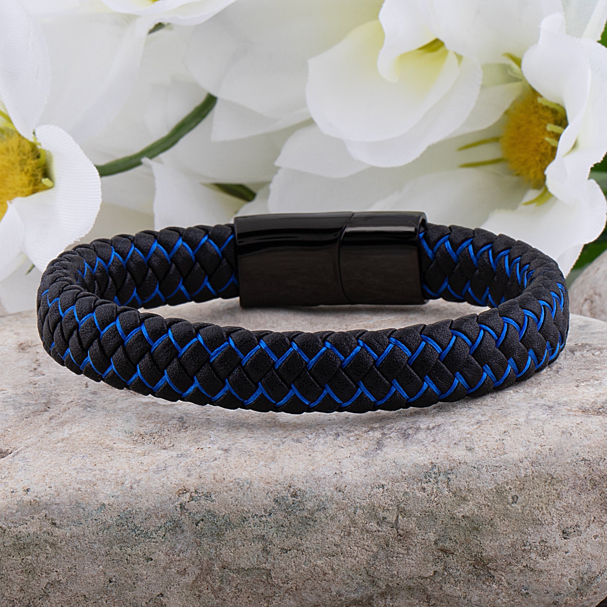 WW | Coole Lederarmband mit Schwarz und Blau Detail