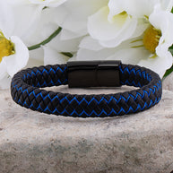 WW | Coole Lederarmband mit Schwarz und Blau Detail