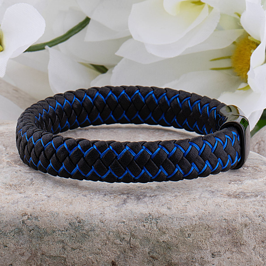 WW | Coole Lederarmband mit Schwarz und Blau Detail